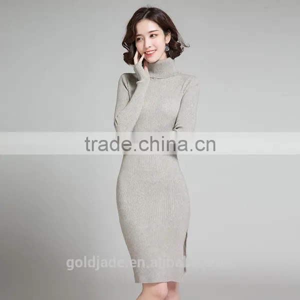 Clothing Factory 2016 Winter Latest Pullover Long Knitted Dress Sweater Designs for Women photo-6