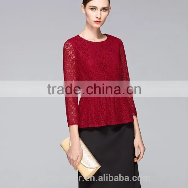 Spring-Summer Season Ladies Three-Quarter Length Sleeve Round Collar Waisted Casual Shirt photo-4