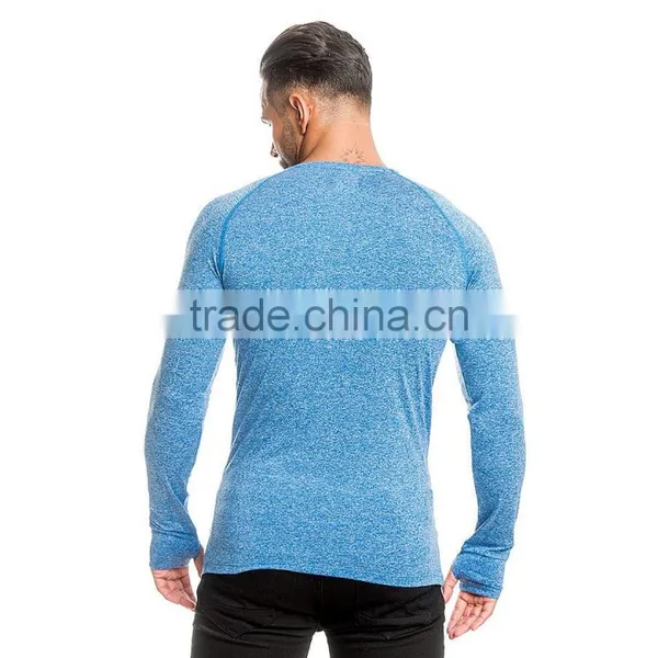 Longline Blue Tri Blend t Shirt Slub t Shirt Custom Logo Gym Fitness t Shirt photo-2
