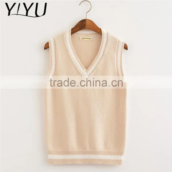 Newest Winter Fall Girl Lovely Apricot School Uniform Sweater Vest photo-2