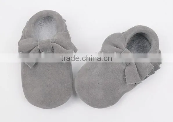 Classic Design 100% Suede Baby Moccasins With Bow, Bow Moccains for Baby photo-4