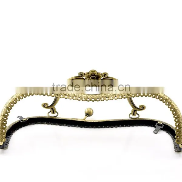 Antique Bronze Purse Bag Metal Arch Frame Kiss Clasp Lock Handle Metal Frame photo-3