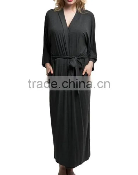 Cheap 100% Cotton Plain Extra Long Women Bathrobe photo-2