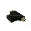 Micro HDMI Male & Mini HDMI Male to HDMI 1.4 Female 90 Degree 2in1 COMBO Adapter