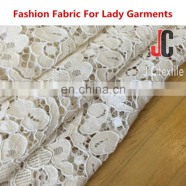 JC036 Plain Dyed T/C Nylon Cotton High Quality White Lace Fabric 2016