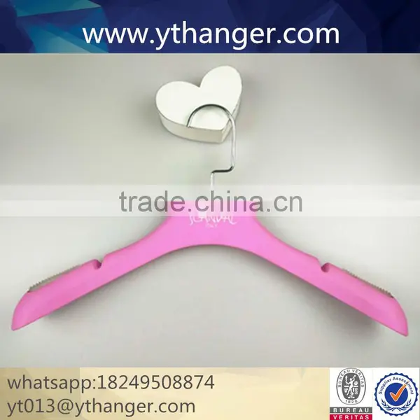 CY-633 Luxury Blue Rubber Coat Plastic Hanger Copper Coat Hanger Display Rubber Hanger photo-3