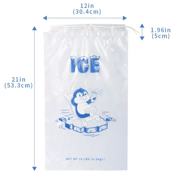 Transparent Poly LDPE Durable Food Grade Plastic Ice Bags for Ice Cube Packing Storage With Printing photo-5