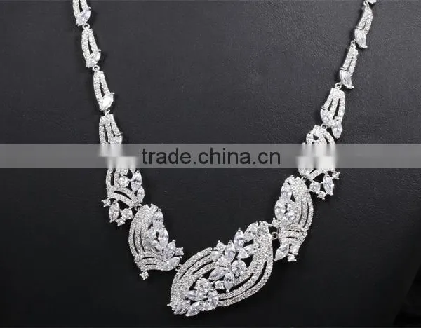New Model China Wholesale Rhodium Plated Cubic Zirconia Bridal Indian Jewelry Set photo-3