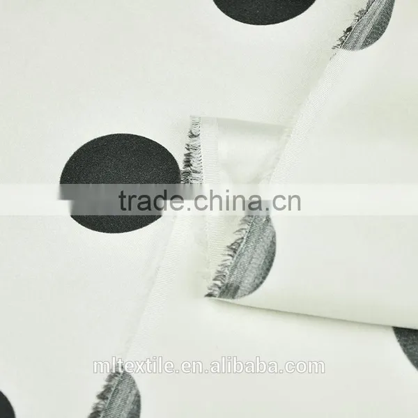 Stretch Satin Printed Silk Fabric Wave Dot Pattern photo-6