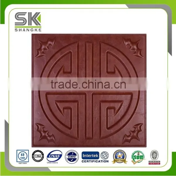 Classical Design Faux Leather Carved 3D Wall Panel For Hotel photo-3