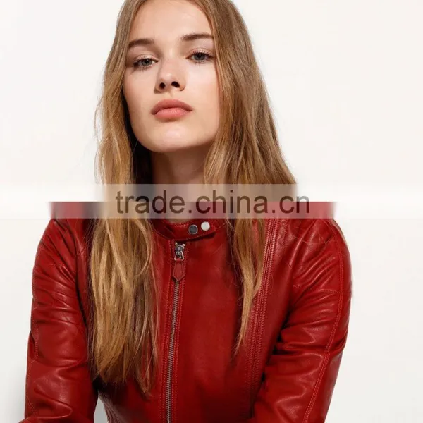 Lipstick Color Woman Women Fashion Leather Jacket photo-2