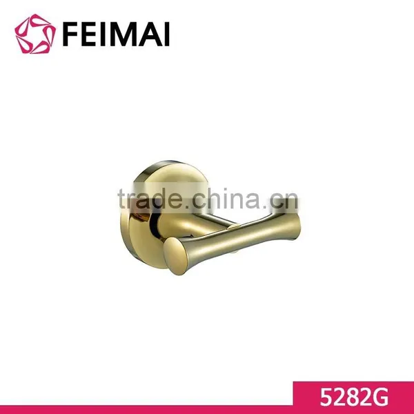 Brass Gold Plated Clothes Hanger Double Wall Mount Towel Radiator Hook photo-3