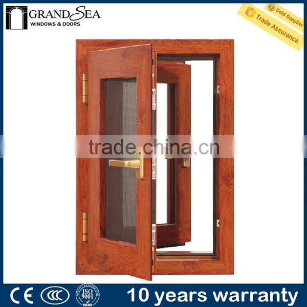 Latest design aluminum casement window with flynet