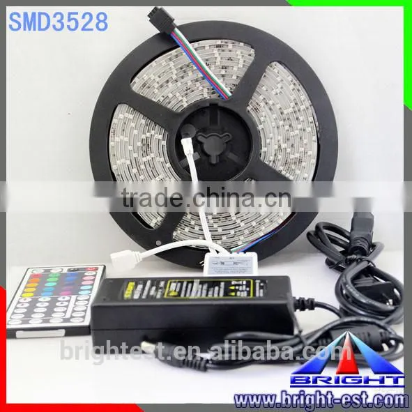 RGB 3528 SMD LED Strip Light+Remote Control 24key+power Supply 5M/Reel 300leds 5M in Retail Kit Packaging photo-2