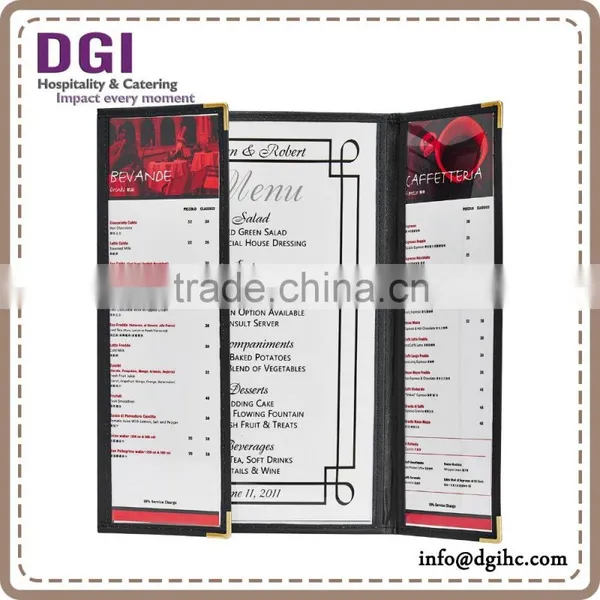 Triple Panel 6 Views Leatherette Leatherette Plastic Folder / a4 Insert Paper Size photo-2