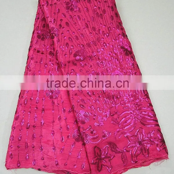 Red Wedding Dress Making Lace Lastest Style Korea Silk Lace Fabric New Sample With Sequins photo-4