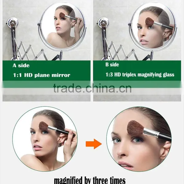 2016 A-bomb No Drilling No Tool No Screw No Rust 304 Stainless Steel Bathroom Mirror/round Extendable Wall Mount Bathroom Mirror