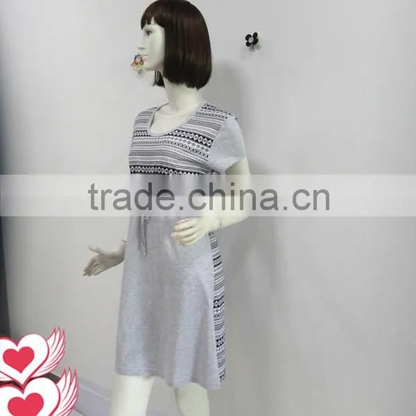 Grey Contracted Bowknot Nightgown Women photo-4
