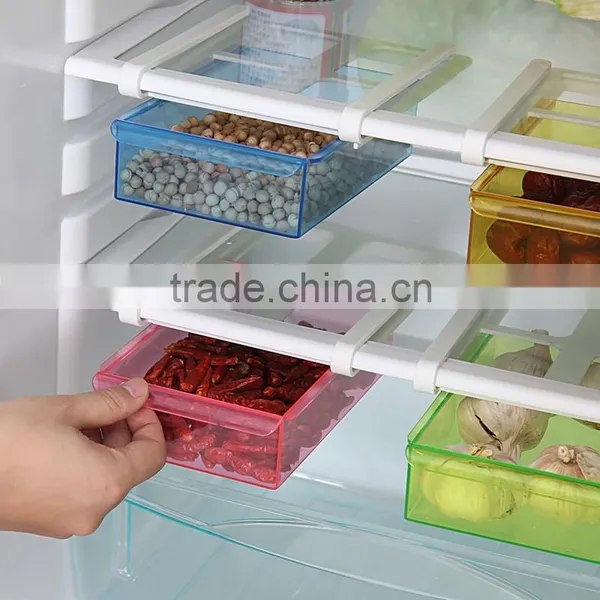 4 Color Slide Kitchen Fridge Freezer, Space Saver Organizer,Food Storage Shelf photo-2