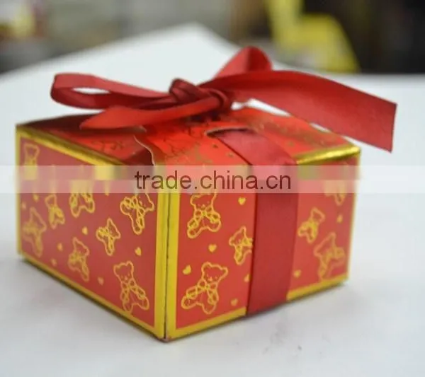 BC017- Simple Style Favor Wedding Paper Candy Boxes With Ribbon photo-3