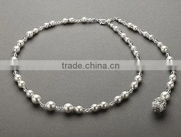 Hot Sale Crystal Pearl Diamond Pearl Tassels Bridal Backless Low Back Backdrop Necklace photo-2