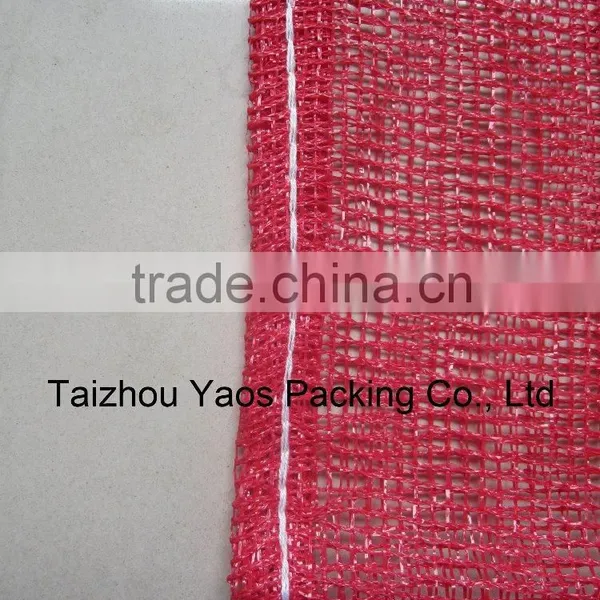 Red PP Leno Mesh Bag Plastic Plain Onions Bag Label Bag Logo Bag photo-2