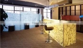 Translucent Artificial Faux Resin Pearl Stone Slabs for Reception Counter photo-3