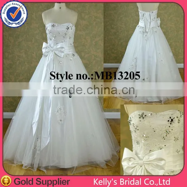 2014 White Dress Bowknot Spanish Lace Wedding Dresses