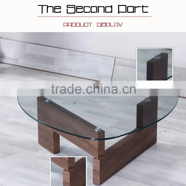 Tempered Glass Top Walnut Paper Leg Coffee Table/Tea Coffee Table Furniture photo-3