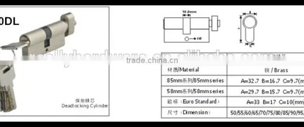 High Quality 70mm Euro Profile Cylinder Lock Door Cylinder Lock