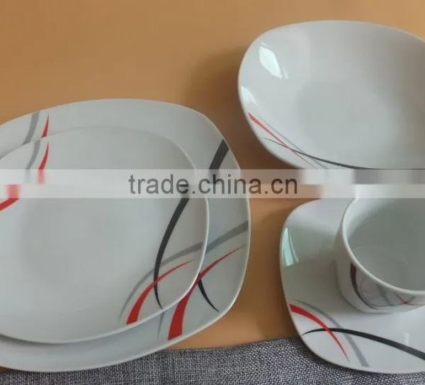 Ceramic Dinnerware With Simple Design for Hotel Porcelain Dinnerware Item Square Porcelain Crockery Dinner Sets