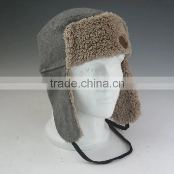 Fleece Winter Hat With Leather Patch photo-6