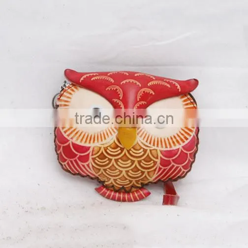 Handmade Leather Large Owl Coin Purse photo-6