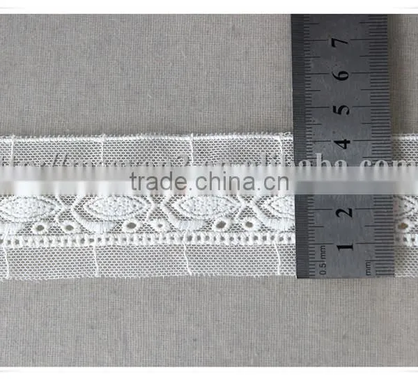 Garment Decoration 4cm White Net Embroidery Lace Trim on Wholesale photo-3