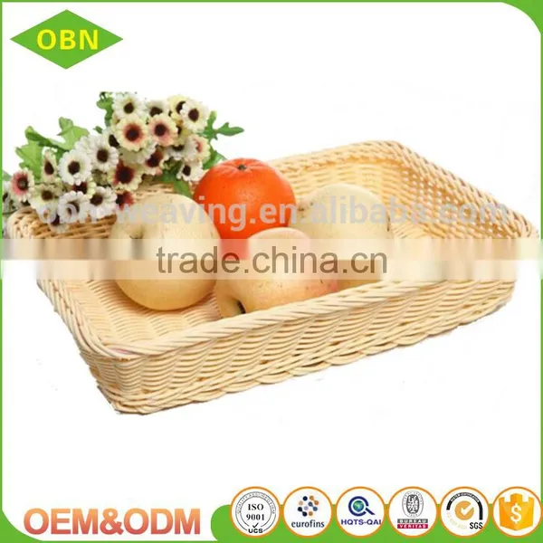 Customized Food Storage Hand Woven Empty Plastic Poly Rattan Bread Fruit Vegetable Display Basket photo-3