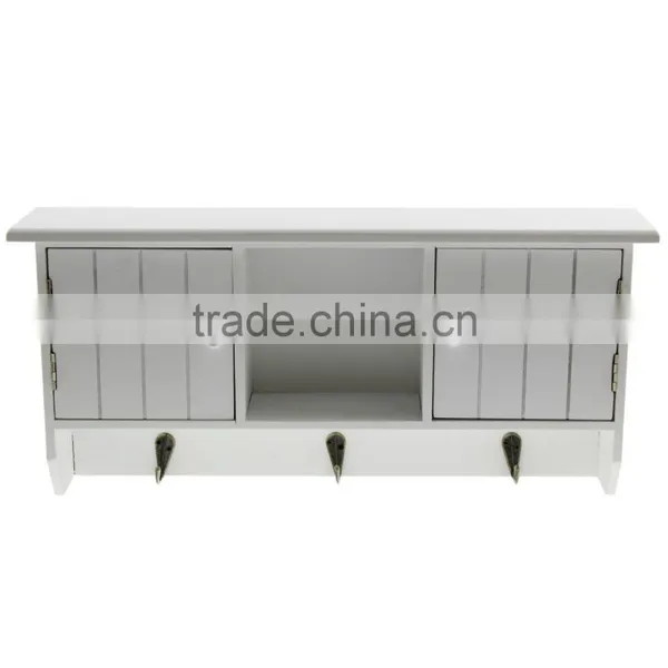Wall Mounted MDF Wooden Decorative Floating Wall Shelf With Metal Hooks photo-2