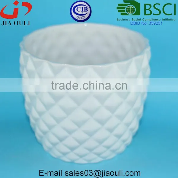 Pineapple Shape Glazed White Ceramic Garden Flower Pot photo-3