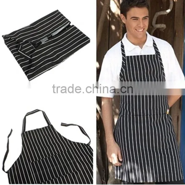 Black Adult Apron Kitchen Restaurant Bar Chef Cook Waiter Polyester Stripe Bib Cook Cleaning Avental Delantal Tools photo-2