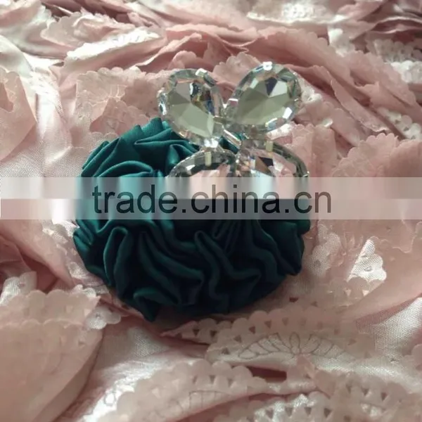 Lucky Clover Four Leafs Flower Style Clear Rhinestone Diamond Napkin Ring photo-2