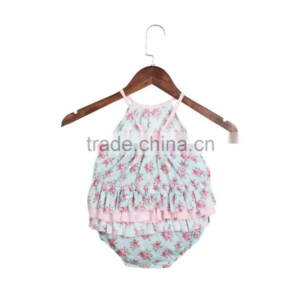 Summer Hot Sale Infant and Toddlers Clothing Romper Boutique Baby Girl Floral Bubble Romper photo-5