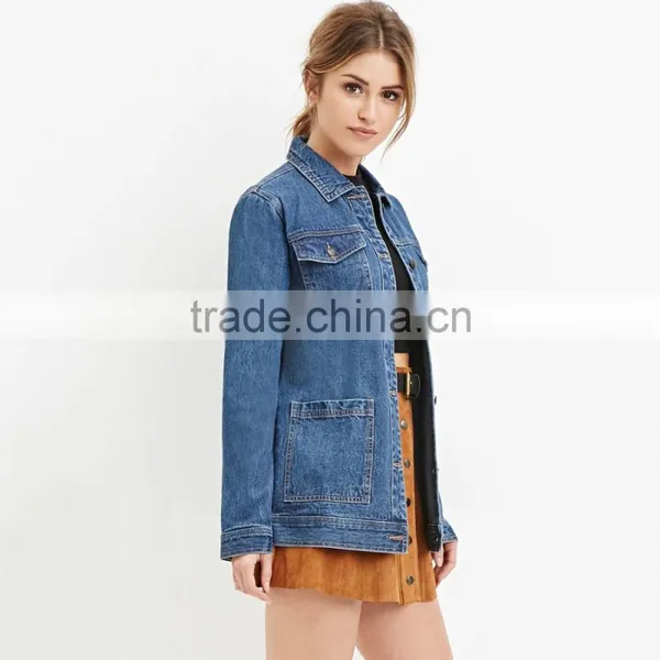 New Hot Sale Plus Size Women Plain Denim Jacket photo-3