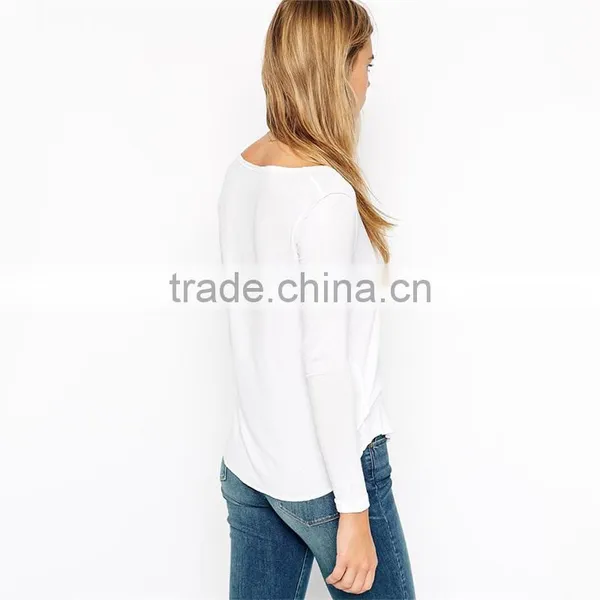 Womens Long Sleeve Plain v Neck Wholesale t Shirts photo-3