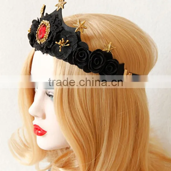 Queen Style Hair Bands for Women Elastic Crown Hair Accessories Girls Lace Wedding Hair Hoop photo-3