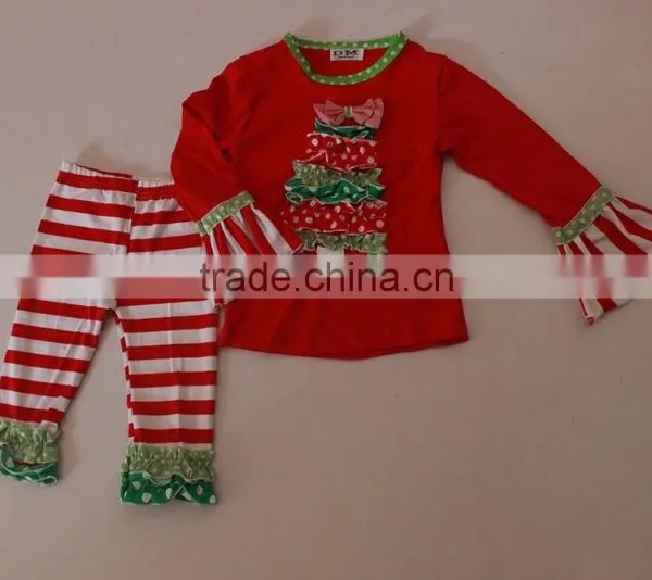 Wholesale Baby Sweet Christmas Tree Pattern Bounique Ruffle Kid's Outfit Set for Baby photo-6