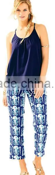 2017 Women Lacy Tank Top Round Neck Hem Heyhole Shirring Pima Cotton Modal Plain Dyed photo-3