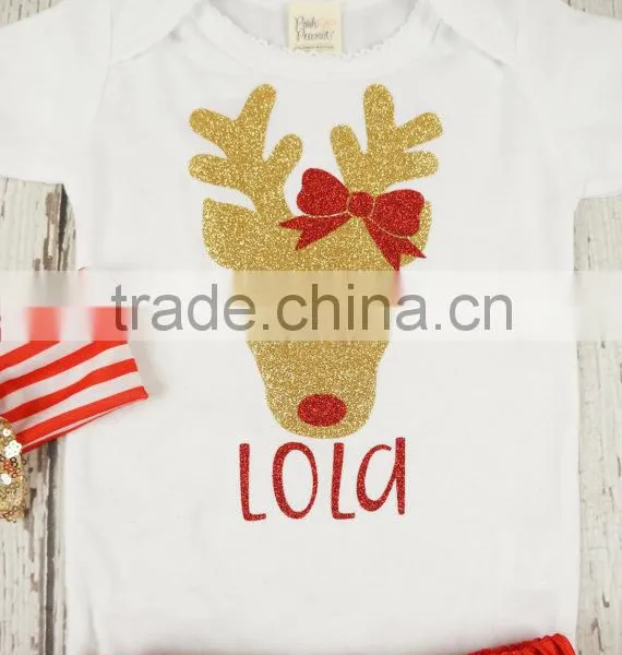 Toddler Girls First Christmas Gift Outfit Santa Baby Christmas Reindeer Sequnis Sets photo-2