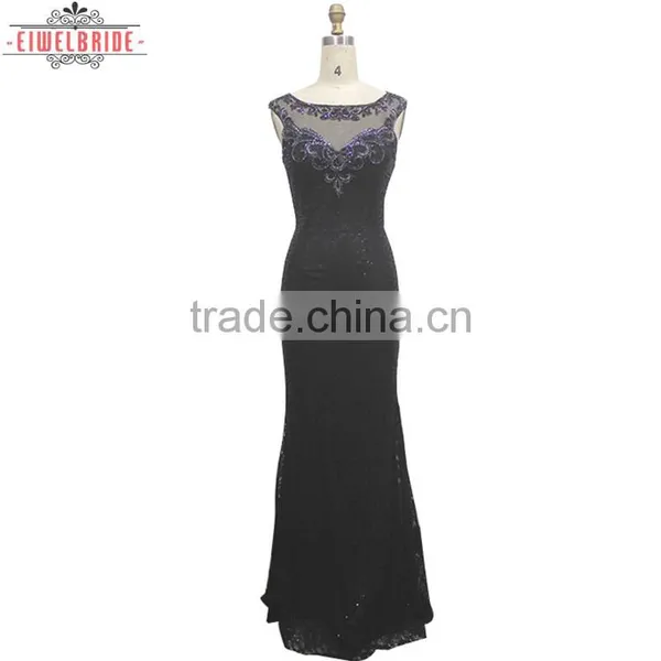 OEM Long Floor-length Sheath/Column Black Evening Dress photo-2