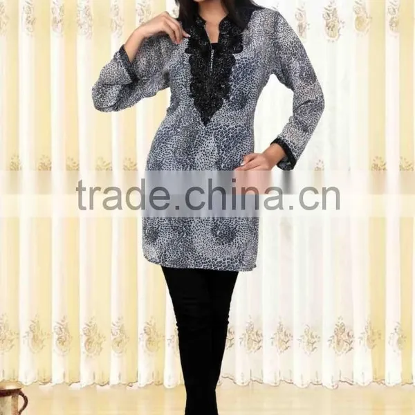 Black & White Latest Kurti Designs for Girls for Stitching 2014 photo-5
