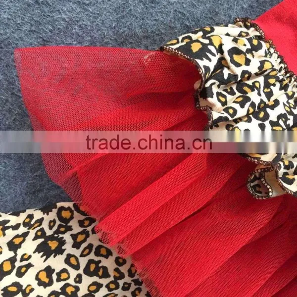 2016 New Baby Girls Spring Outfit Suit Red Leopard Top Kids Clothes With Matching Accessories photo-3