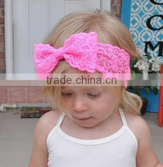 Hot Sale Girl Lace Bow Tie Headband, Girl Wide Lace Headband photo-6